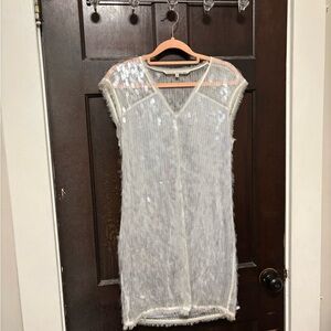 RACHEL Rachel Roy Sheer White Sequin Mini Dress